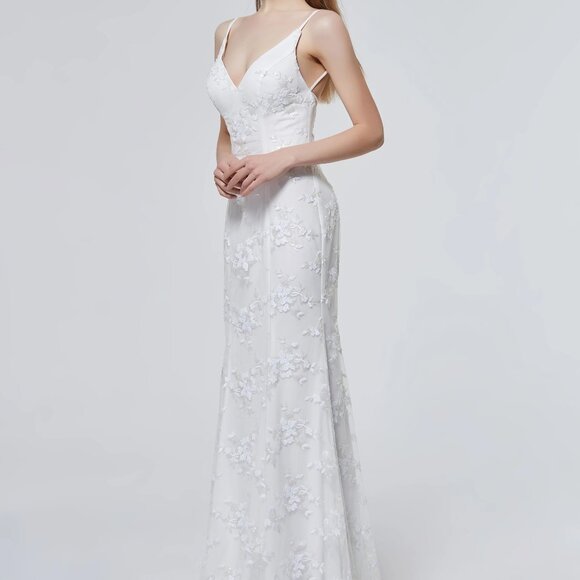 White Lace Sequin Gown